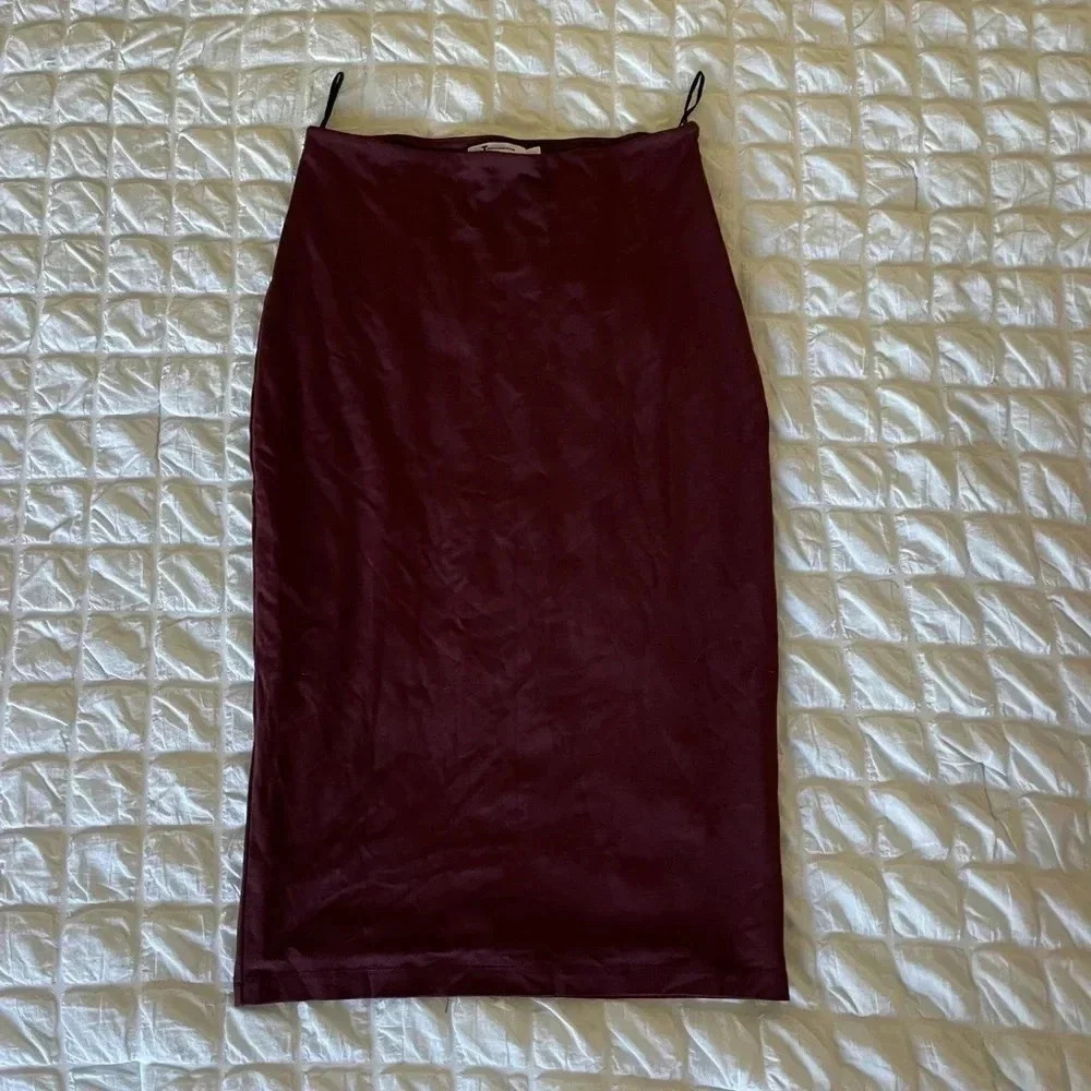 T Alexander Wang burgundy high waisted midi skirt